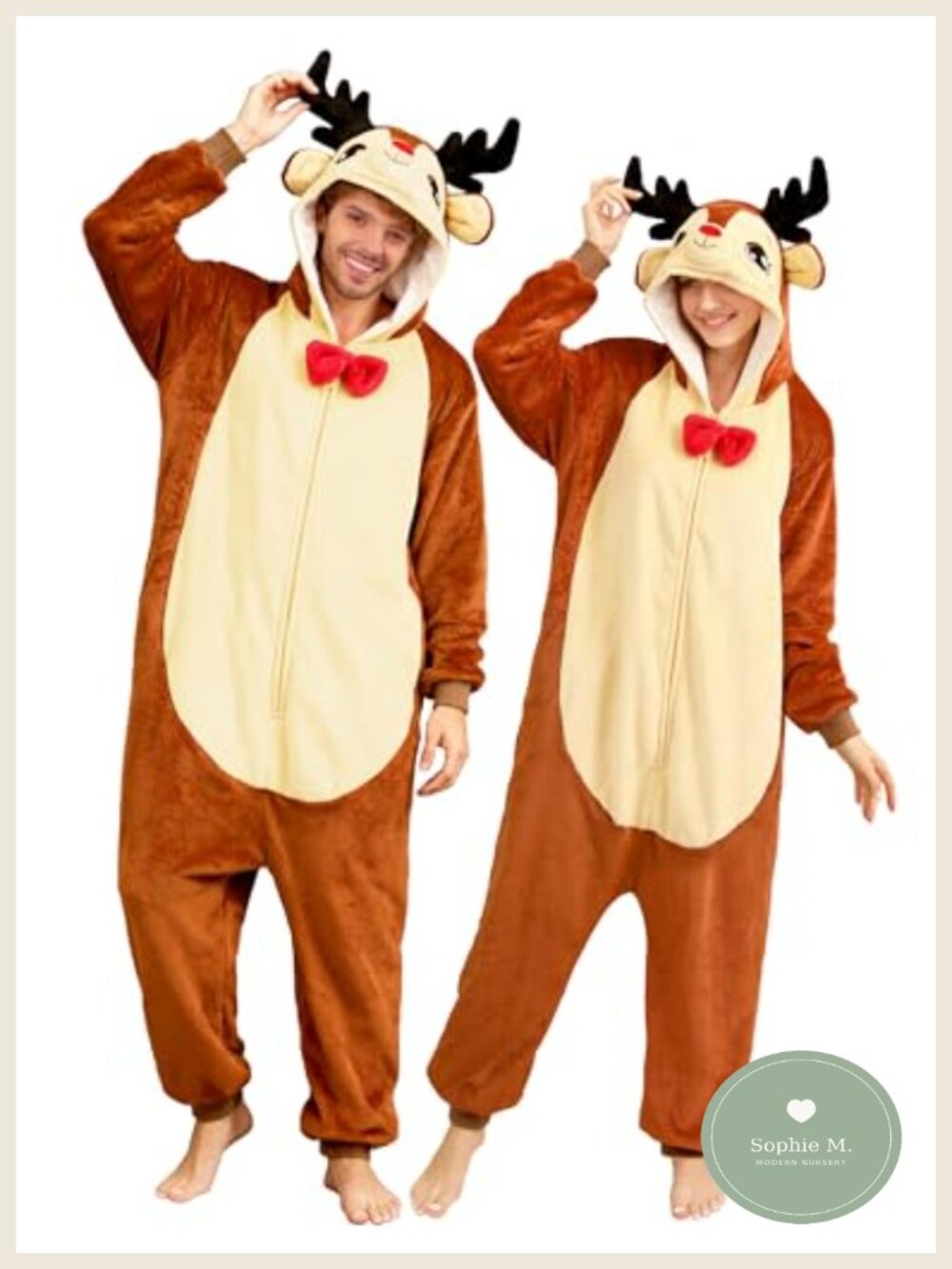 Unisex Reindeer Onesie Pajamas Flannel Christmas Halloween Costume